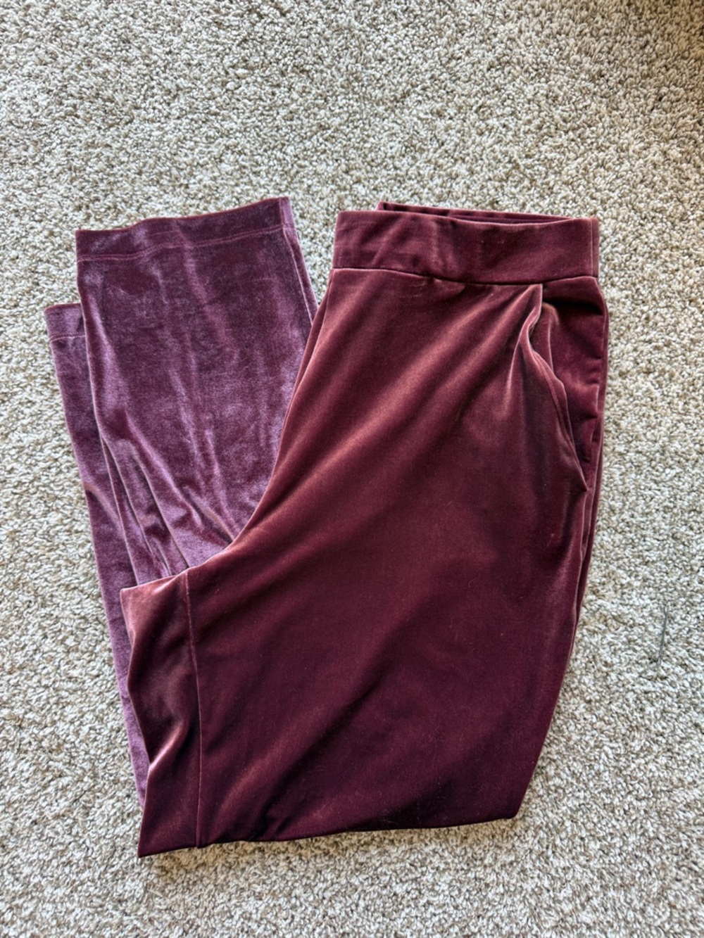 LOFT Velvet Pull-On Pants - Mauve/Burgundy